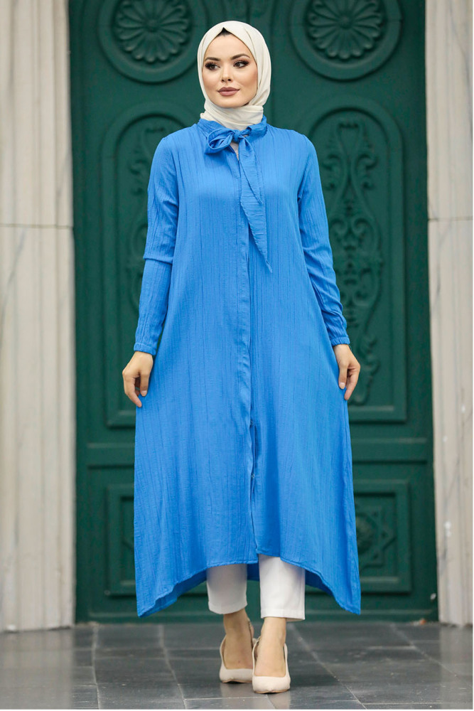 İndigo Blue Hijab Turkish Tunic 5401IM - 1