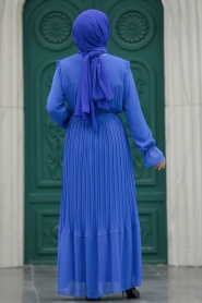 Neva Style - İndigo Blue Islamic Clothing Dress 51634IM - Thumbnail
