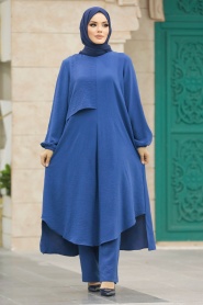 Neva Style - İndigo Blue Islamic Clothing Dual Suit 10701IM - Thumbnail