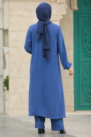 Neva Style - İndigo Blue Islamic Clothing Dual Suit 10701IM - Thumbnail