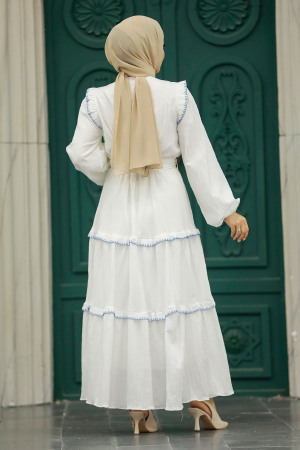 İndigo Blue Long Dress 13471IM - 4