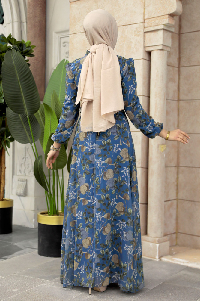 İndigo Blue Long Sleeve Dress 279327IM - 4