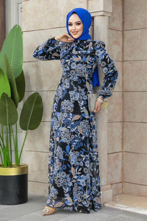 İndigo Blue Long Sleeve Dress 27950IM - 3