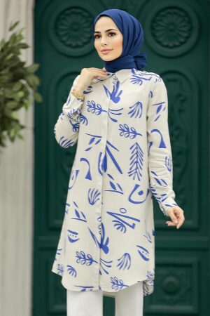 İndigo Blue Long Sleeve Tunic 11608IM - 2
