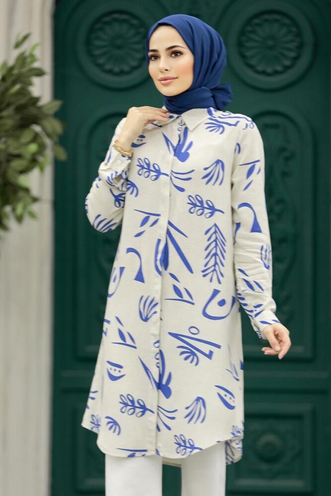 İndigo Blue Long Sleeve Tunic 11608IM - 2