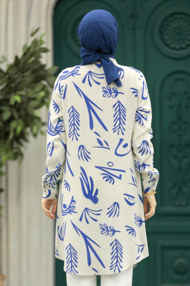İndigo Blue Long Sleeve Tunic 11608IM - 3
