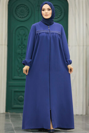 Neva Style - İndigo Blue Long Sleeve Turkısh Abaya 10533IM - Thumbnail