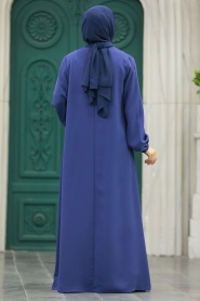 Neva Style - İndigo Blue Long Sleeve Turkısh Abaya 10533IM - Thumbnail