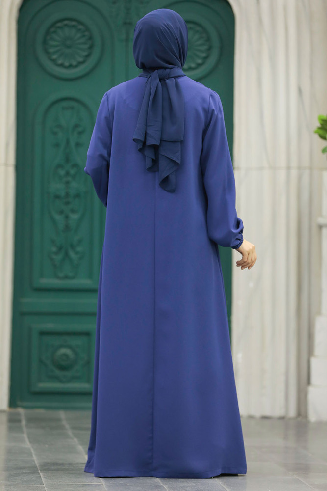 Neva Style - İndigo Blue Long Sleeve Turkısh Abaya 10533IM - 3