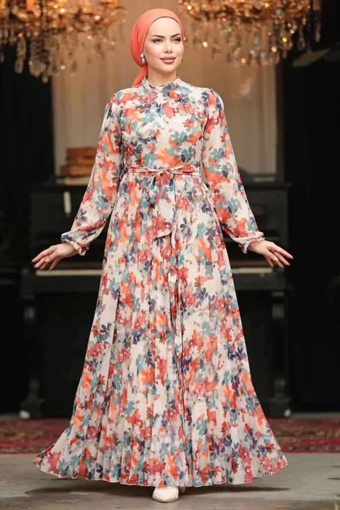 İndigo Blue Modest Floral Dresses 30065IM - 1