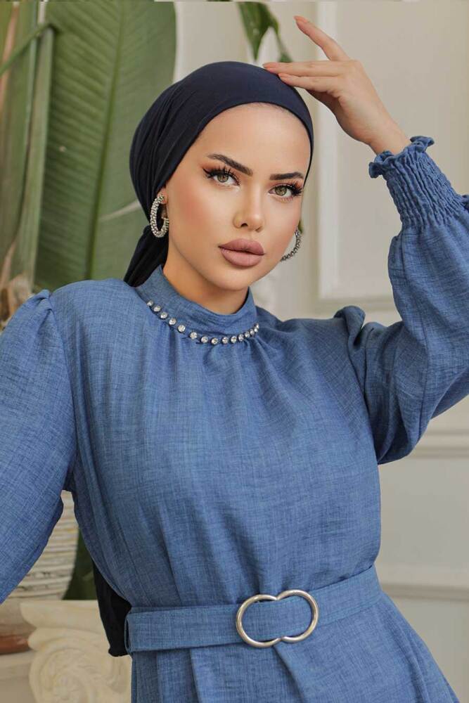 İndigo Blue Modest Maxi Dress 661IM - 4
