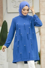 Neva Style - İndigo Blue Modest Tunic 21032IM - Thumbnail