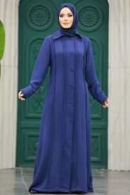 Neva Style - İndigo Blue Modest Turkish Abaya 10004IM - Thumbnail