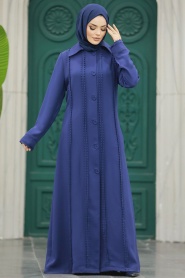 Neva Style - İndigo Blue Modest Turkish Abaya 10004IM - Thumbnail