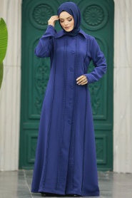 Neva Style - İndigo Blue Modest Turkish Abaya 10004IM - Thumbnail