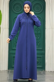 Neva Style - İndigo Blue Muslim Turkish Abaya 10077IM - Thumbnail