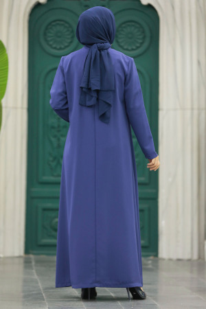 Neva Style - İndigo Blue Muslim Turkish Abaya 10077IM - Thumbnail