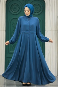 Neva Style - İndigo Blue Muslim Turkish Abaya 1102IM - Thumbnail