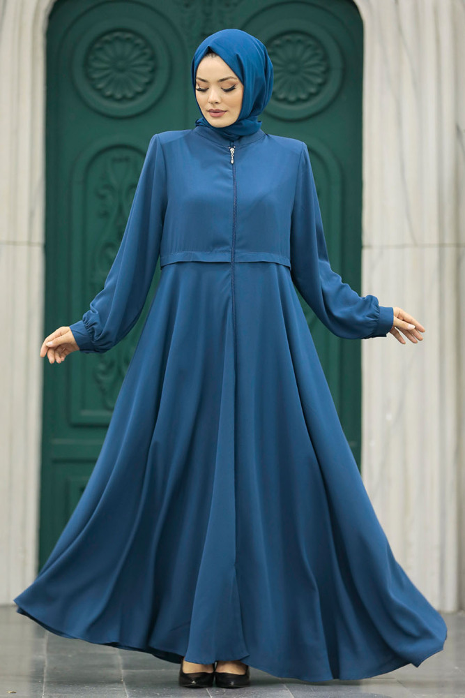 Neva Style - İndigo Blue Muslim Turkish Abaya 1102IM - 1