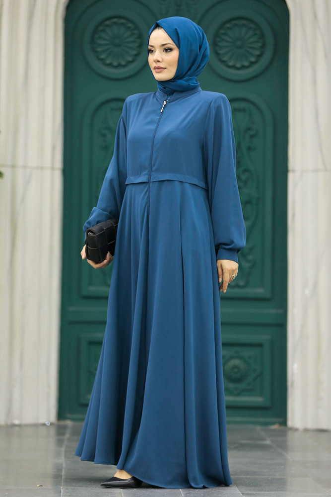 Neva Style - İndigo Blue Muslim Turkish Abaya 1102IM - 2