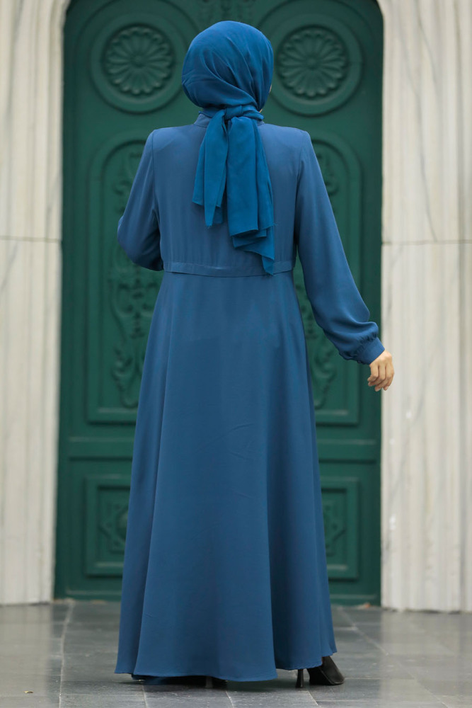 Neva Style - İndigo Blue Muslim Turkish Abaya 1102IM - 4