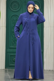 Neva Style - İndigo Blue Muslim Turkish Abaya 20952IM - Thumbnail