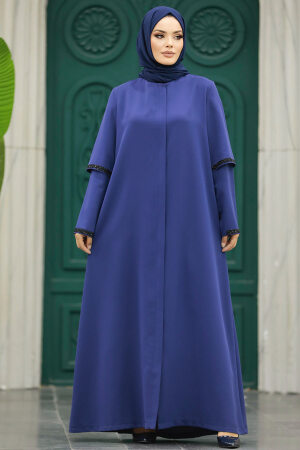 Neva Style - İndigo Blue Plus Size Turkish Abaya 10091IM - 1