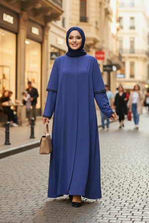 İndigo Blue Plus Size Turkish Abaya 10091IM - 1
