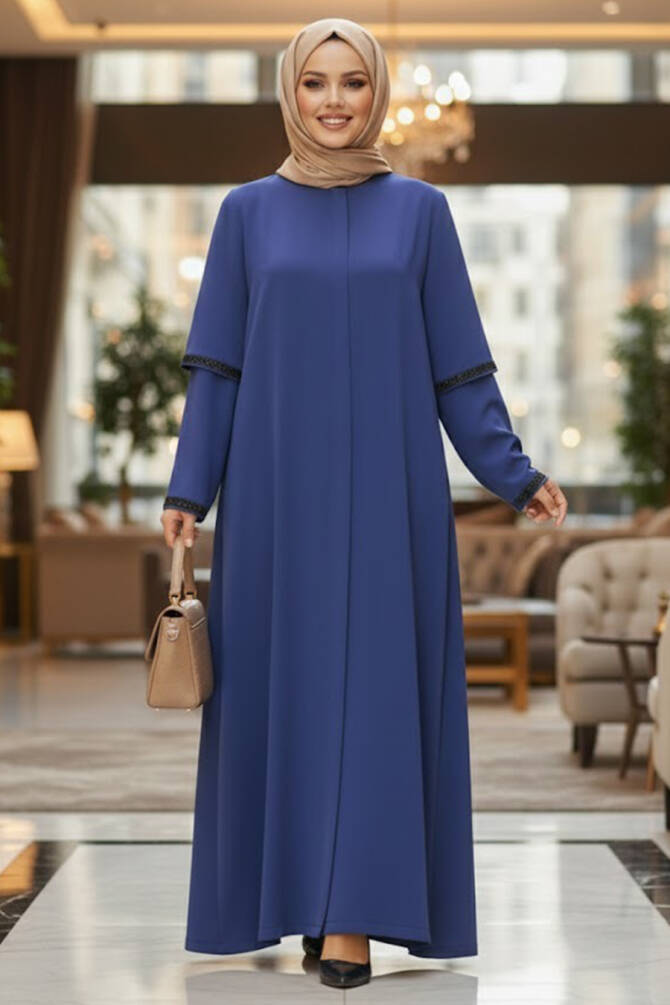İndigo Blue Plus Size Turkish Abaya 10091IM - 1