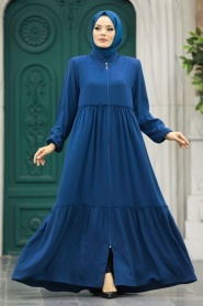 Neva Style - İndigo Blue Plus Size Turkish Abaya 615IM - Thumbnail