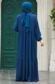 Neva Style - İndigo Blue Plus Size Turkish Abaya 615IM - Thumbnail