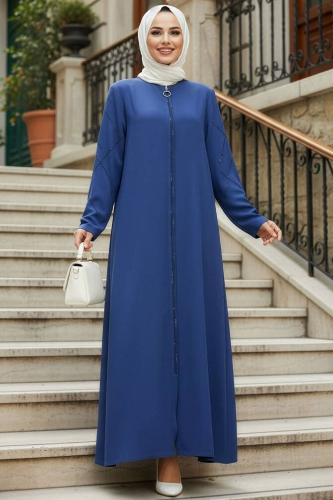 İndigo Blue Plus Size Turkish Abaya 625IM - 1