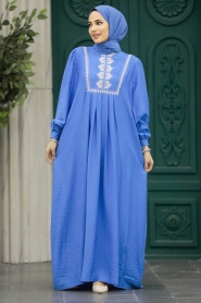 Neva Style - İndigo Blue Women Dress 89531IM - Thumbnail