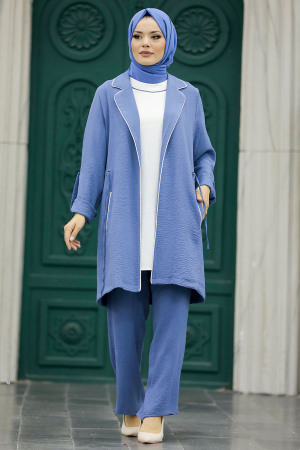 Neva Style - İndigo Blue Women Triple Suit 34112IM - Thumbnail