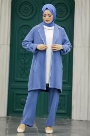 Neva Style - İndigo Blue Women Triple Suit 34112IM - Thumbnail