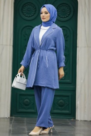 Neva Style - İndigo Blue Women Triple Suit 34112IM - Thumbnail