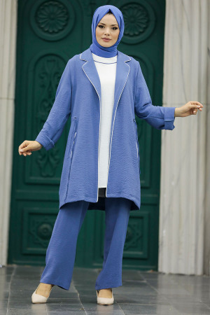 Neva Style - İndigo Blue Women Triple Suit 34112IM - Thumbnail