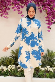 Neva Style - İndigo Blue Women Tunic 11590IM - Thumbnail