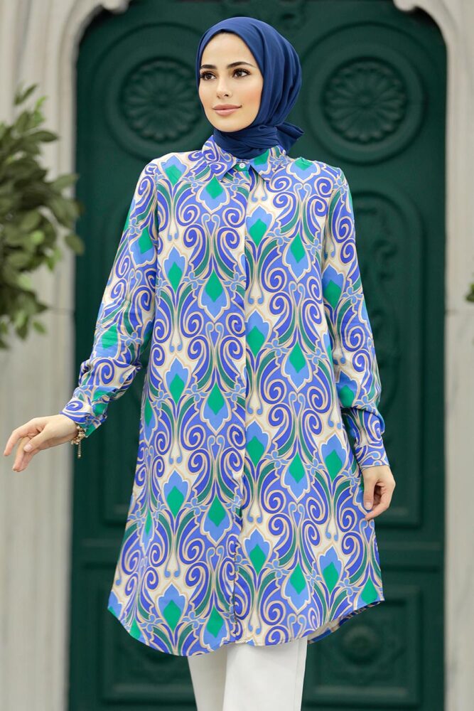 Neva Style - İndigo Blue Women Tunic 11621IM - 1