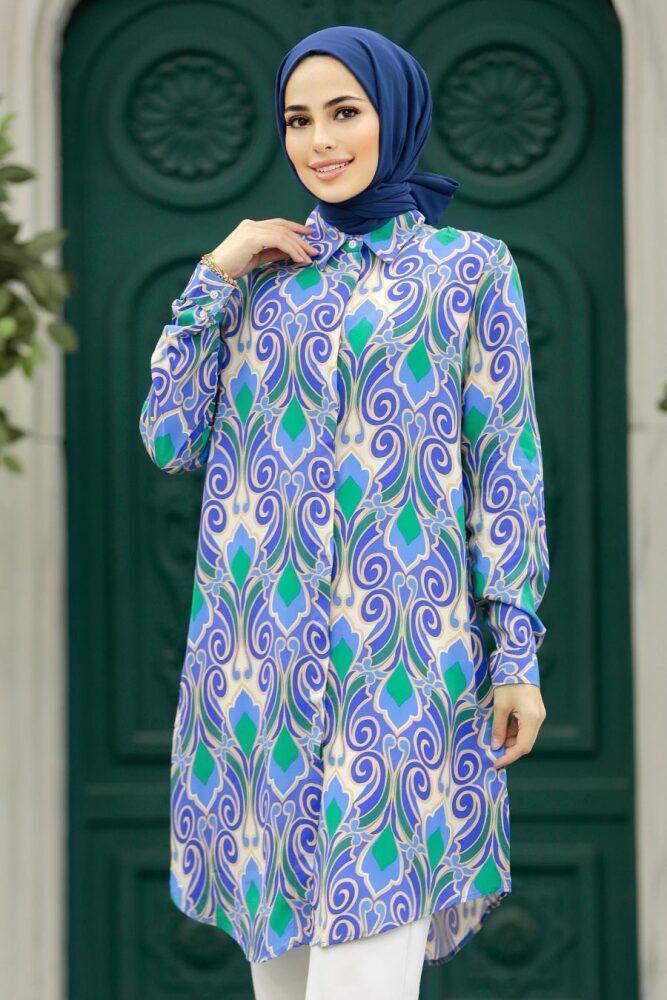 Neva Style - İndigo Blue Women Tunic 11621IM - 2