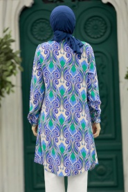 Neva Style - İndigo Blue Women Tunic 11621IM - Thumbnail