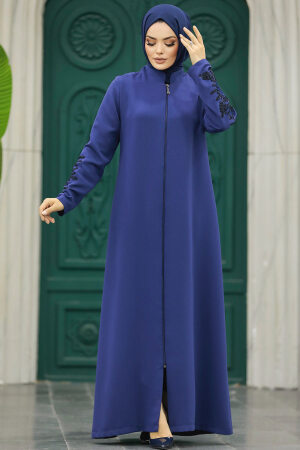 Neva Style - İndigo Blue Women Turkish Abaya 10081IM - Thumbnail