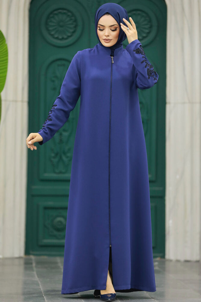 Neva Style - İndigo Blue Women Turkish Abaya 10081IM - 2