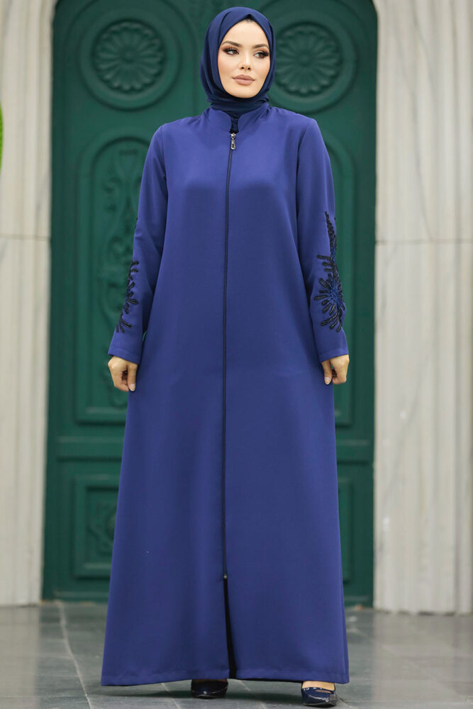 Neva Style - İndigo Blue Women Turkish Abaya 10081IM - 1