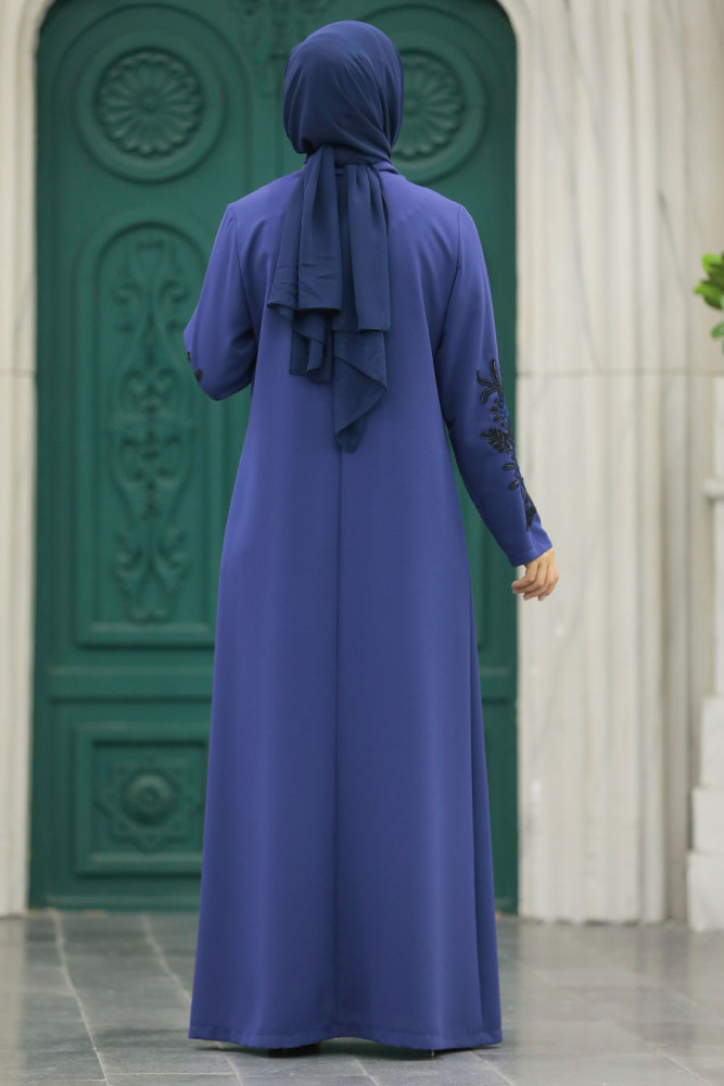 Neva Style - İndigo Blue Women Turkish Abaya 10081IM - 3