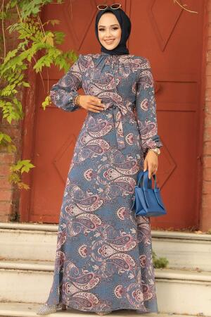 İndigo Blue Long Sleeve Dress 279081IM - 1