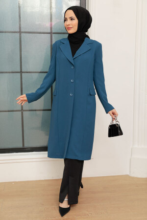 Neva Style - İndigo Mavisi Tesettür Blazer Ceket 56950IM - 1