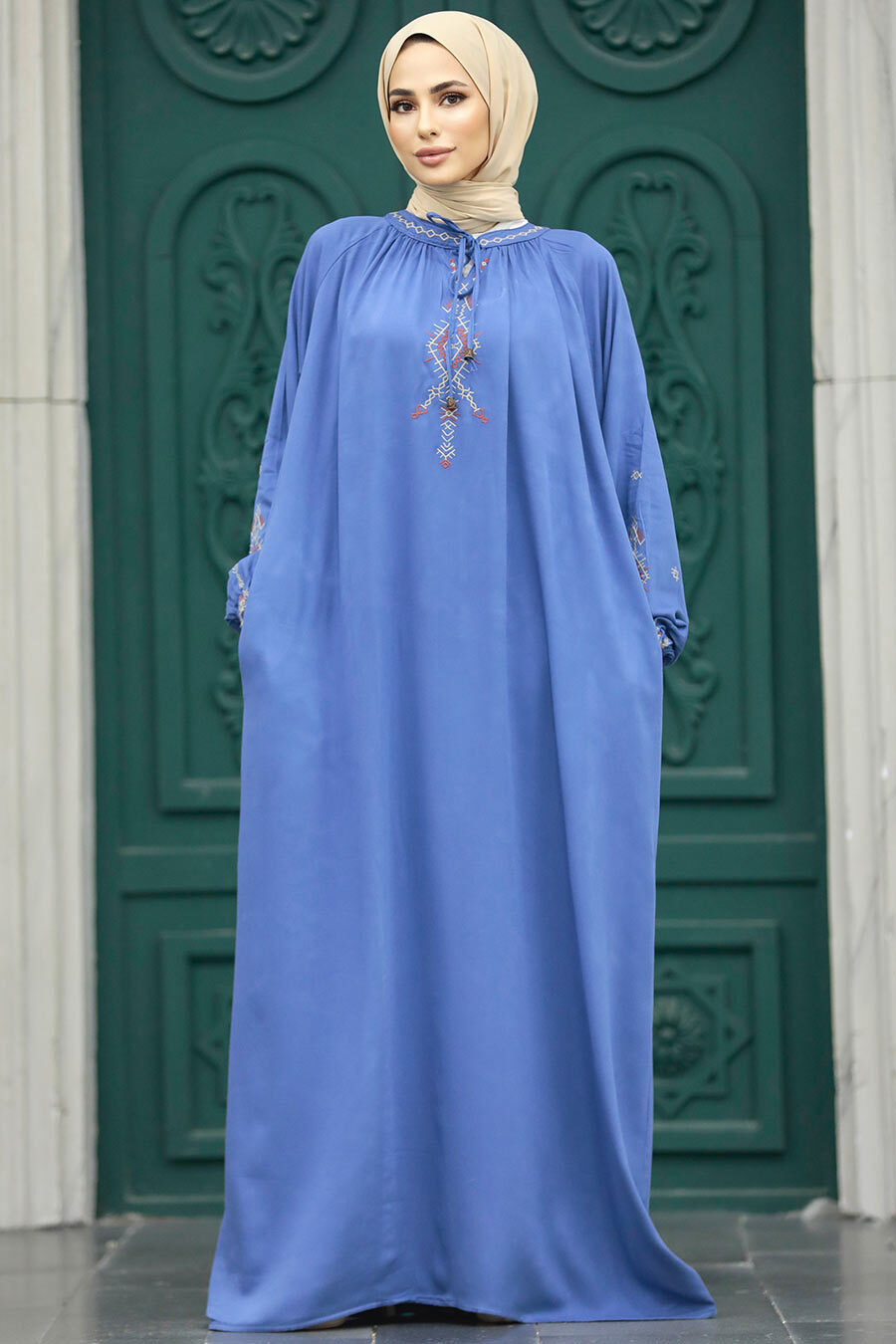 Neva Style - İndigo Mavisi Tesettür Elbise 90021IM