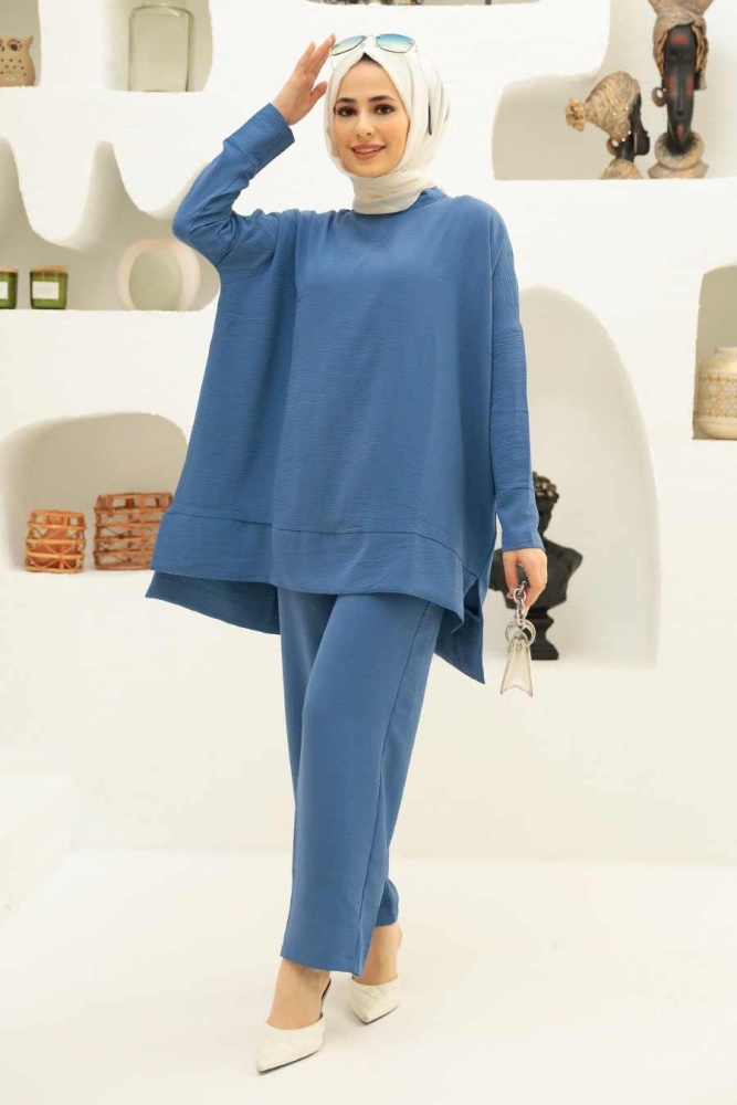 Neva Style - İndigo Mavisi Tesettür İkili Takım 13010IM - 1