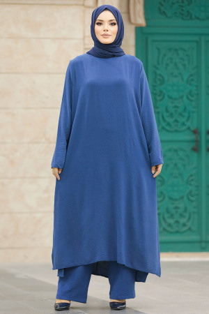 İndigo Mavisi Tesettür İkili Takım 65874IM - 1